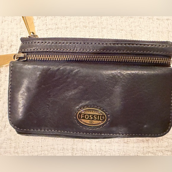 Fossil Dark Black Leather Ladies Wallet - Picture 1 of 3
